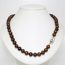 Load image into Gallery viewer, Chocolate Pearl Hand-Knotted Necklace with Sterling Silver Clasp
