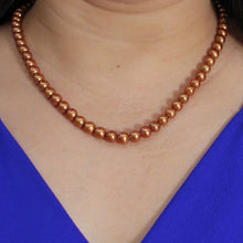 Load image into Gallery viewer, 6.5-7.5mm Chocolate Pearl Lobster Clasp Necklace