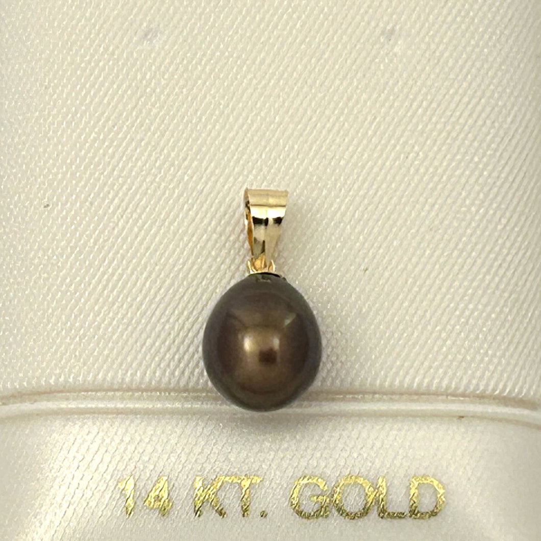 AAA Chocolate Freshwater Pearl Pendant – 14k Yellow Gold