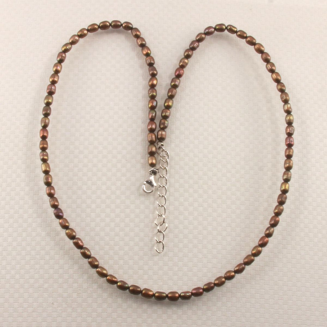 Chocolate Freshwater Pearl Necklace with Adjustable Silver Clasp