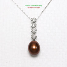 Load image into Gallery viewer, Chocolate Pearl Pendant – 14k White Gold Diamond Hearts Design