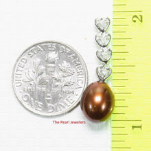 Load image into Gallery viewer, Chocolate Pearl Pendant – 14k White Gold Diamond Hearts Design
