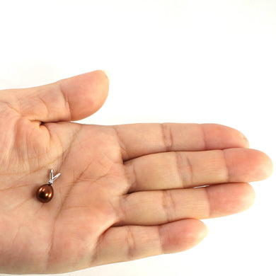 Chocolate Pearl Pendant – 14k White Gold + Diamond + Chain Options