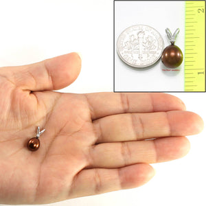 Chocolate Pearl Pendant – 14k White Gold + Diamond + Chain Options