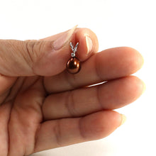 Load image into Gallery viewer, Chocolate Pearl Pendant – 14k White Gold + Diamond + Chain Options