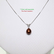 Load image into Gallery viewer, Chocolate Pearl Pendant – 14k White Gold + Diamond + Chain Options
