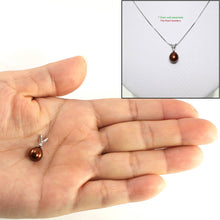 Load image into Gallery viewer, Chocolate Pearl Pendant – 14k White Gold + Diamond + Chain Options