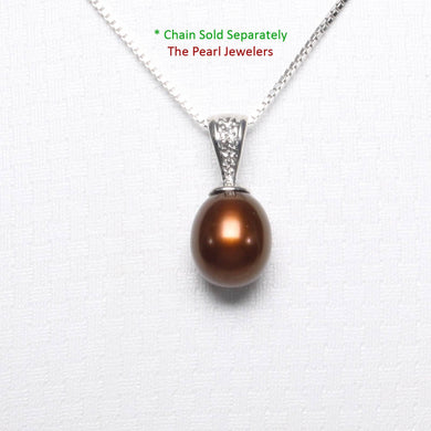 Chocolate Pearl Pendant with Diamonds – 14k White Gold