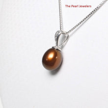 Load image into Gallery viewer, Chocolate Pearl Pendant with Diamonds – 14k White Gold