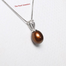 Load image into Gallery viewer, Chocolate Pearl Pendant with Diamonds – 14k White Gold