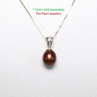 Chocolate Pearl Pendant with Diamonds – 14k Yellow Gold