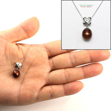 Load image into Gallery viewer, Chocolate Pearl Pendant – 14k White Gold X Bail + Diamonds