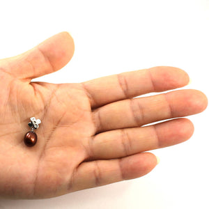 Chocolate Pearl Pendant – 14k White Gold X Bail + Diamonds