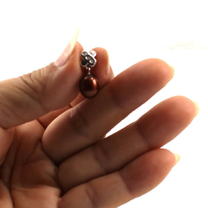 Chocolate Pearl Pendant – 14k White Gold X Bail + Diamonds