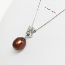 Load image into Gallery viewer, Chocolate Pearl Pendant – 14k White Gold X Bail + Diamonds