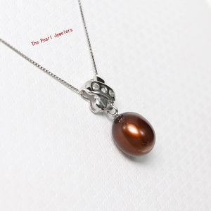 Chocolate Pearl Pendant – 14k White Gold X Bail + Diamonds