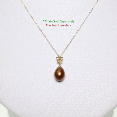 Chocolate Pearl Pendant – 14k Yellow Gold Hawaiian Plumeria Design