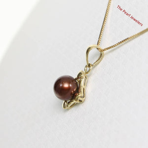 Chocolate Pearl Pendant – 14k Yellow Gold Heart Design