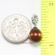 Load image into Gallery viewer, Chocolate Pearl Pendant – 14k White Gold Hawaiian Plumeria Design