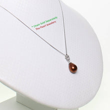 Load image into Gallery viewer, Chocolate Pearl Pendant – 14k White Gold Hawaiian Plumeria Design