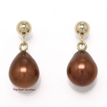 Load image into Gallery viewer, Chocolate Pearl Stud Dangle Earrings – 14k Yellow Gold
