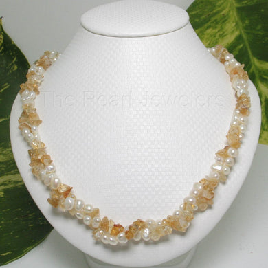 Citrine & Pearl Twist Necklace – 2-in-1 Sterling Silver