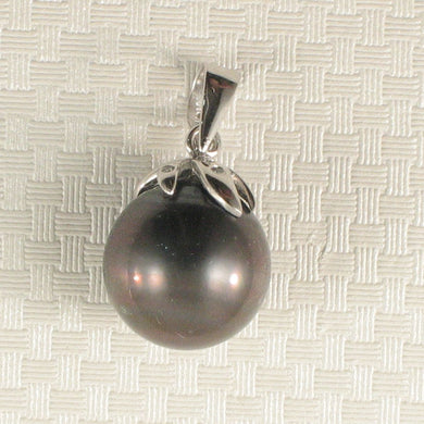 Black Tahitian Pearl & Claw-Bail Diamond Accent Pendant 14k