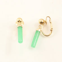 Load image into Gallery viewer, 14K Gold-Filled Non-Pierced Clip Green Jade Earrings