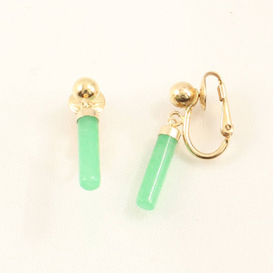 14K Gold-Filled Non-Pierced Clip Green Jade Earrings
