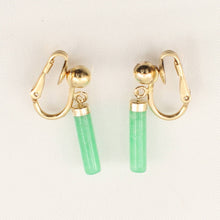 Load image into Gallery viewer, 14K Gold-Filled Non-Pierced Clip Green Jade Earrings