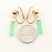 Load image into Gallery viewer, 14K Gold-Filled Non-Pierced Clip Green Jade Earrings
