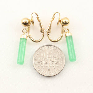 14K Gold-Filled Non-Pierced Clip Green Jade Earrings