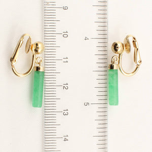 14K Gold-Filled Non-Pierced Clip Green Jade Earrings