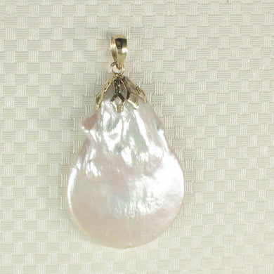 Coin Pearl Pendant – 14k Yellow Gold Bail