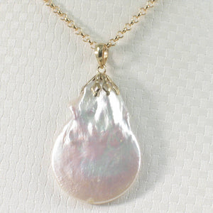 Coin Pearl Pendant – 14k Yellow Gold Bail