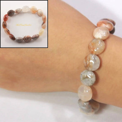 12mm Coin Shape Multi-Color Agate Beads Bracelet