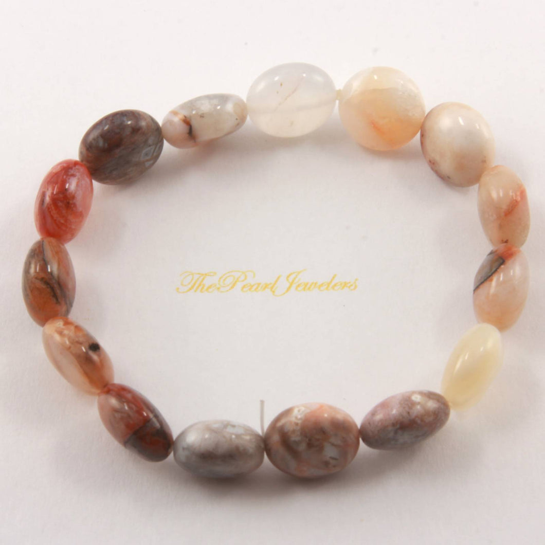 12mm Coin Shape Multi-Color Agate Beads Bracelet (B Version
