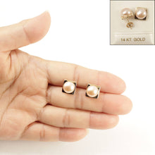 Load image into Gallery viewer, 14K Yellow Gold Peach Pearl Stud Earrings (9–10mm)
