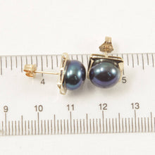 Load image into Gallery viewer, 14K Yellow Gold Black Pearl Stud Earrings (9–10mm)