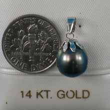 Load image into Gallery viewer, Compact Black Tahitian Pearl Flower Cap Pendant