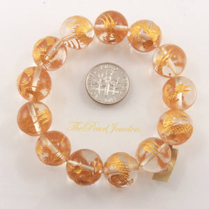 14mm Crystal Engraving Golden Dragon Bracelet