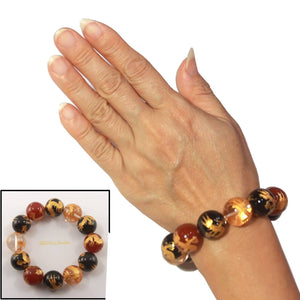 18mm Crystal Onyx Agate Engraving Dragon Beads Bracelet