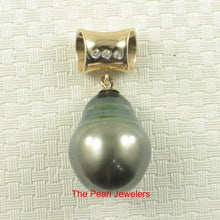 Load image into Gallery viewer, 14k Yellow Gold Cuff &amp; Diamond Baroque Tahitian Pearl Pendant