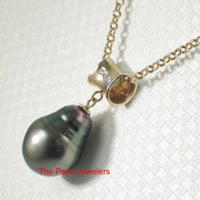 Load image into Gallery viewer, 14k Yellow Gold Cuff &amp; Diamond Baroque Tahitian Pearl Pendant
