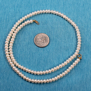 4mm White Button Pearl Strand Necklace