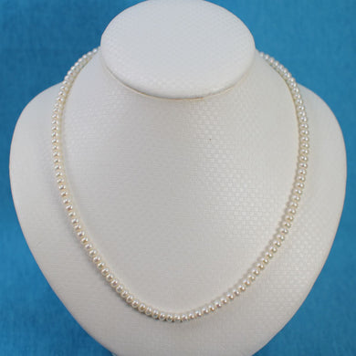 4mm White Button Pearl Strand Necklace