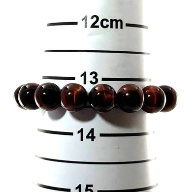 10mm Dark Brown Tiger Eye Gemstone Stretchy Elastic Bracelet