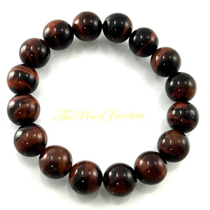 10mm Dark Brown Tiger Eye Gemstone Stretchy Elastic Bracelet