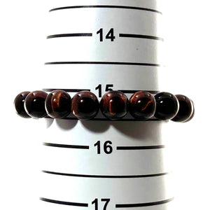 10mm Dark Brown Tiger Eye Gemstone Stretchy Elastic Bracelet
