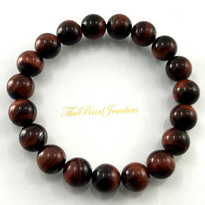 10mm Dark Brown Tiger Eye Gemstone Stretchy Elastic Bracelet